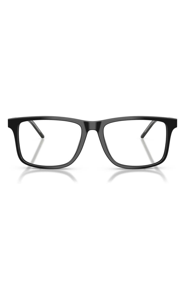 Emporio Armani 55mm Square Optical Glasses, Main, color, Shiny Black / Demo Lens