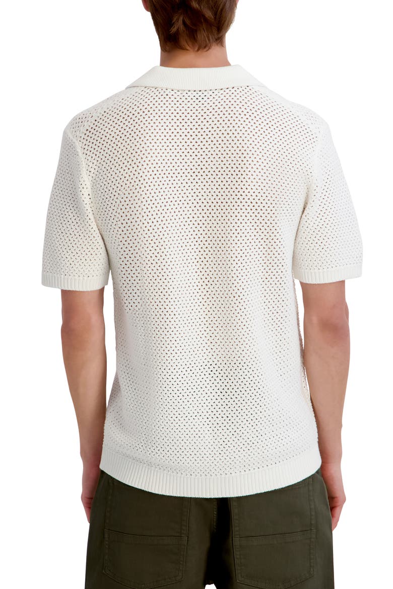 Open Knit Polo Sweater, Alternate, color, WHITE