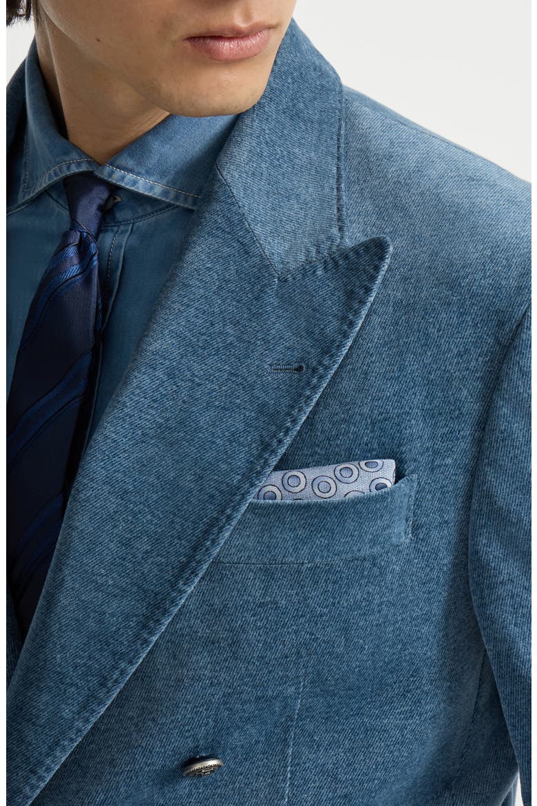 Spotted pattern silk pocket square, Alternate, color, Cerulean