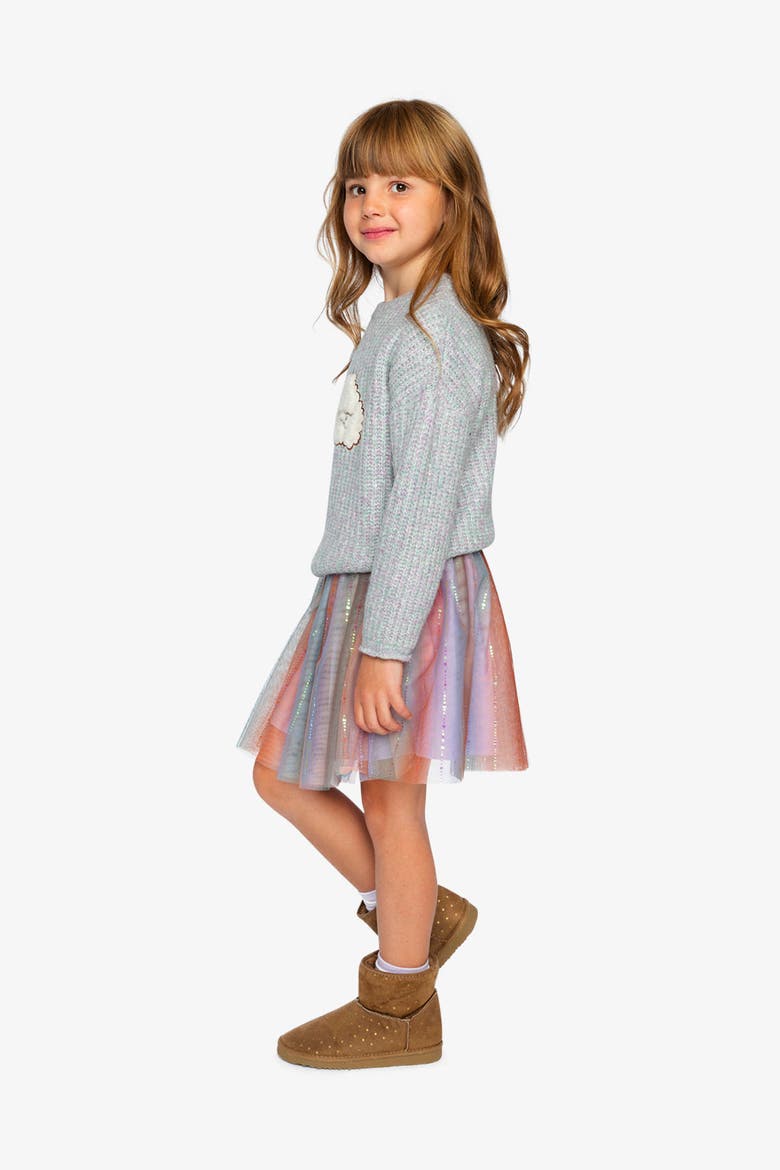 Knit Texture Poodle Appliqué Sweater, Alternate, color, Pale Turquoise and Lilac