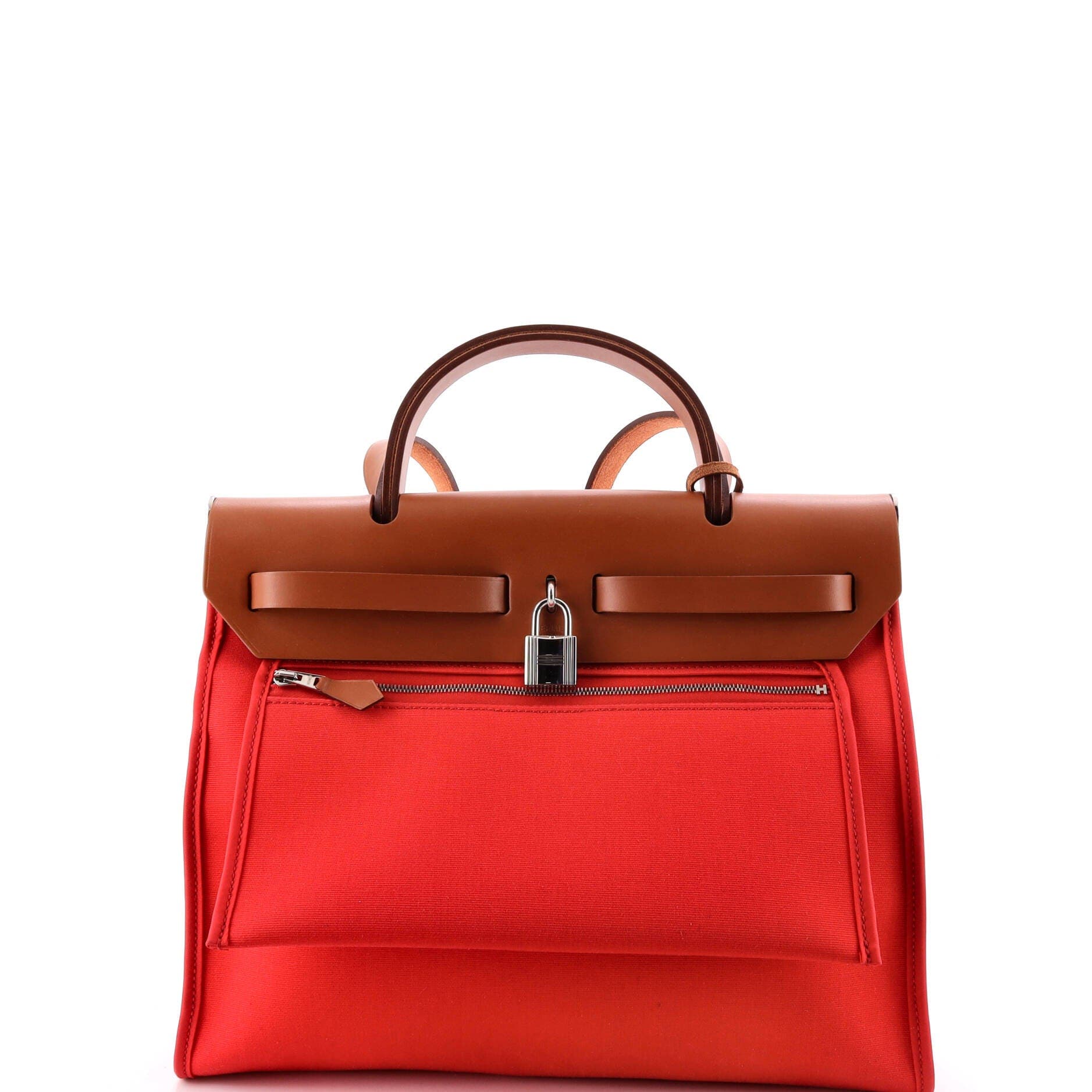 Herbag Zip Leather and Toile 31, Alternate, color, Red