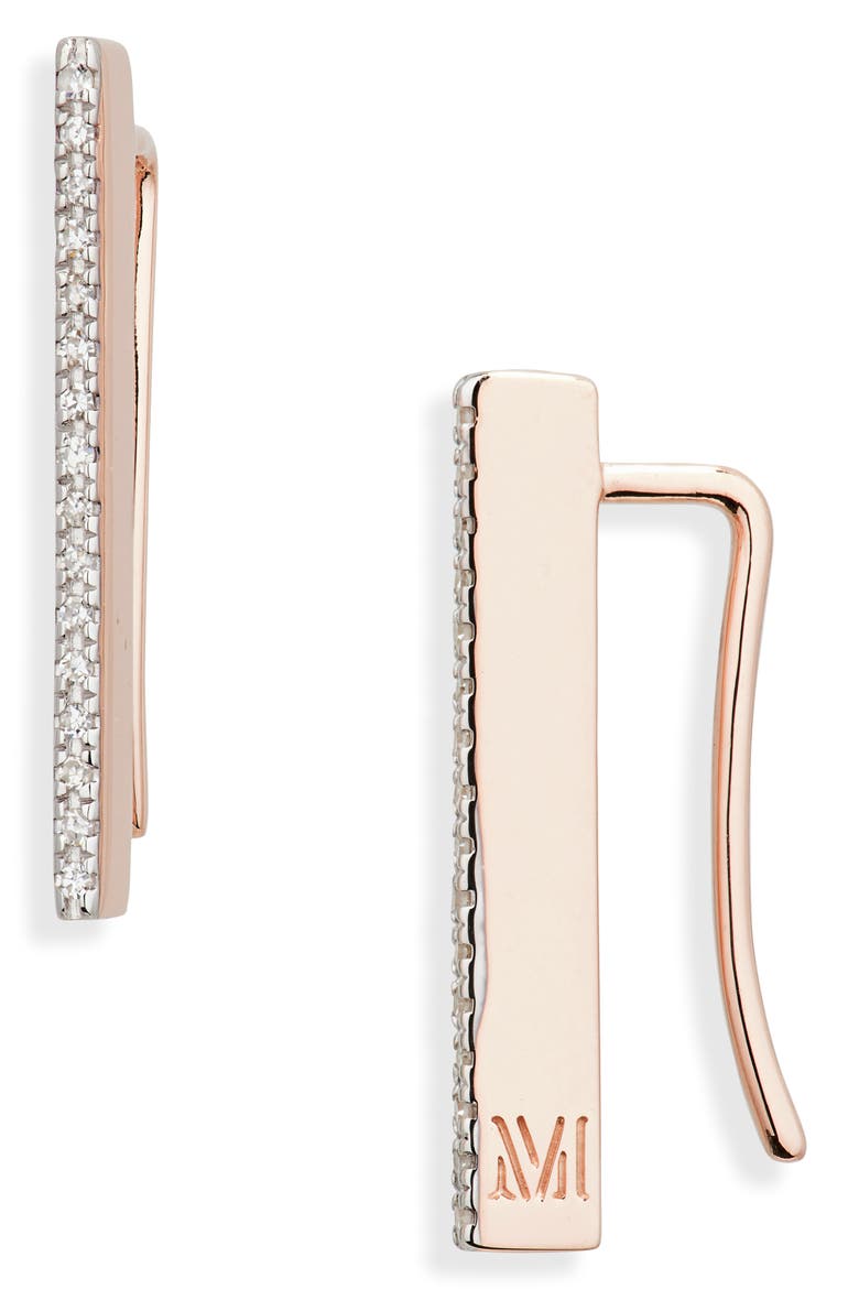 Naida Diamond Climber Earrings, Main, color, 18K ROSE GOLD VERMEIL