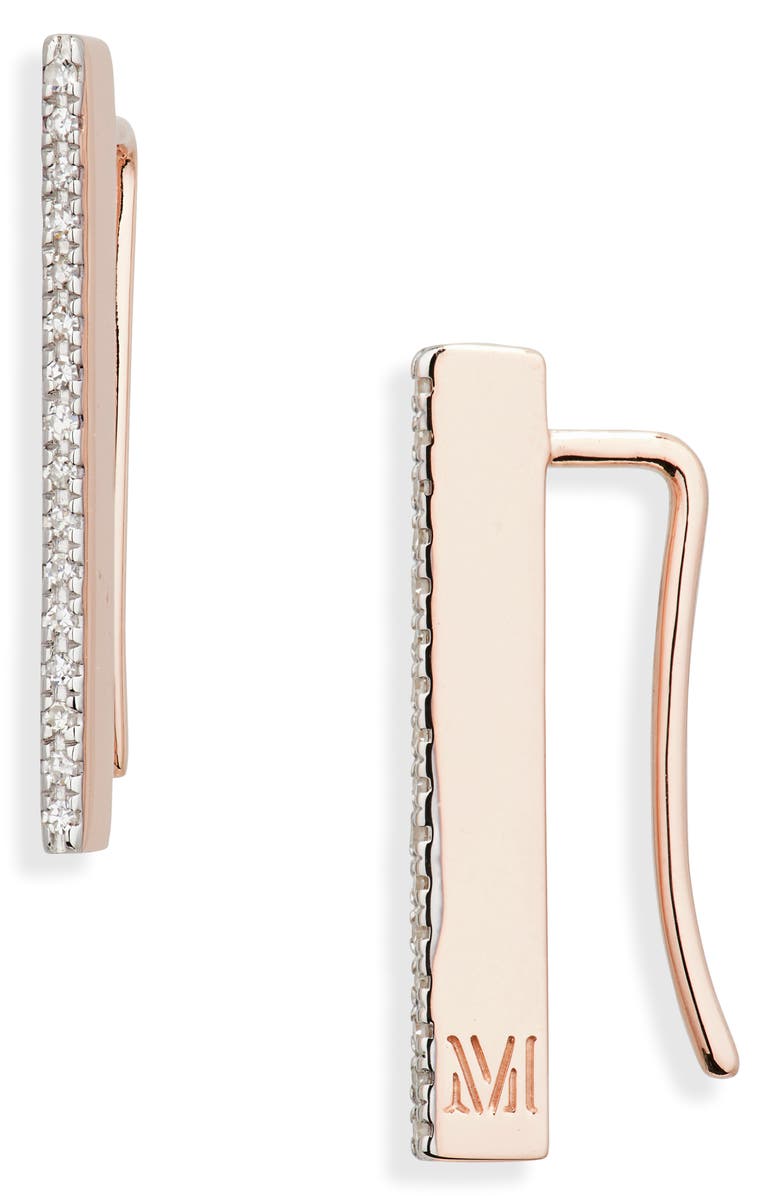 Monica Vinader Naida Diamond Climber Earrings, Main, color, 18K Rose Gold Vermeil