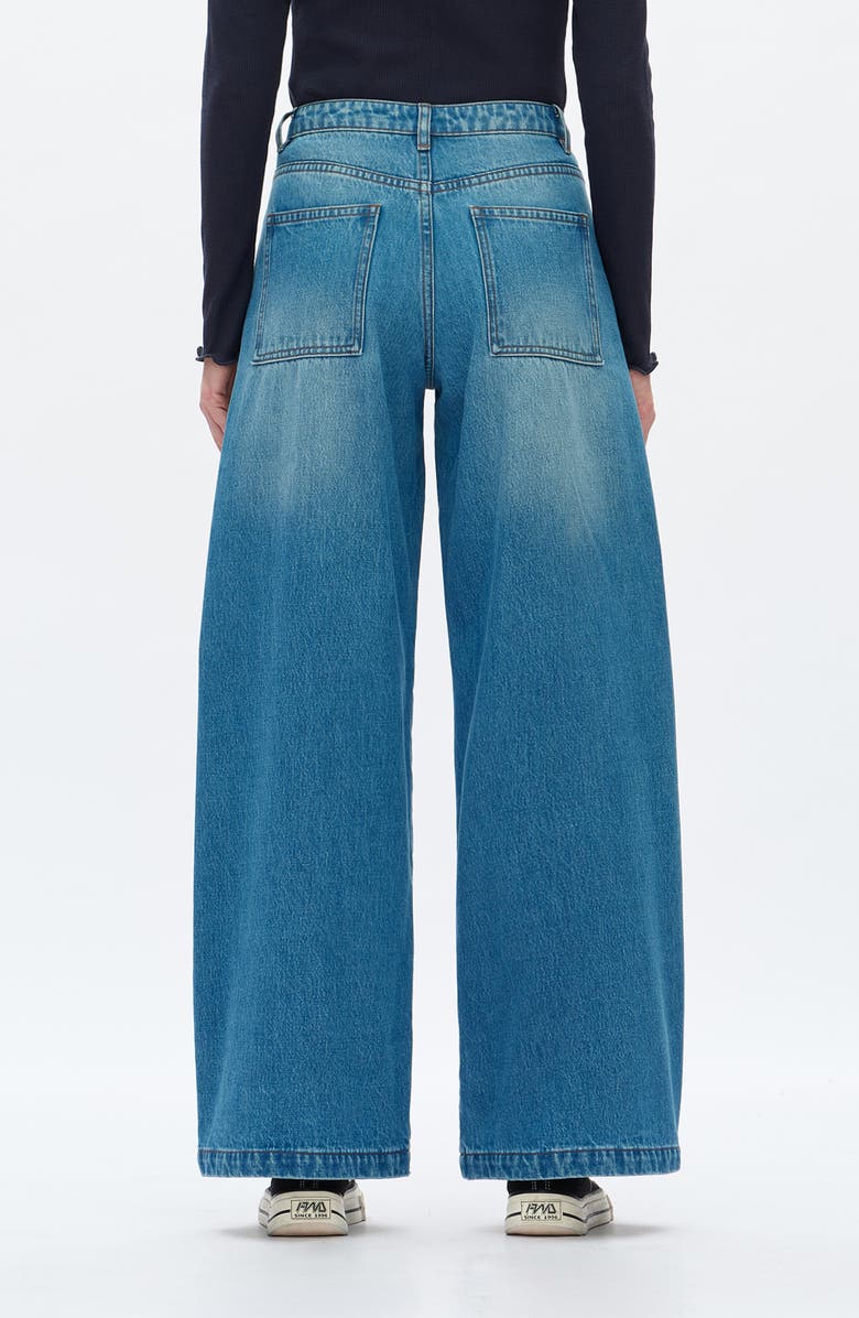 Bayeas High Waist Embroidered Detail Wide Leg Jeans, Alternate, color,