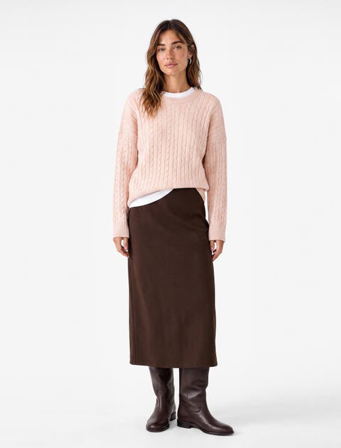 Long Sleeve Crew Neck Cable-knit Sweater