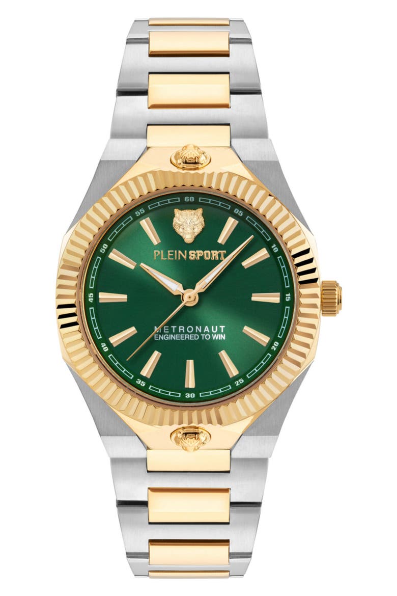 Metronaut Two-Tone Bracelet Watch, 36mm, Main, color, GREEN/ TWO TONE