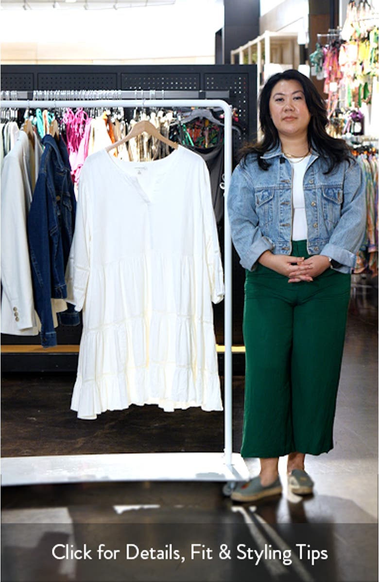 Ladder Stitch Accent Linen Blend Tiered Minidress, sales video thumbnail