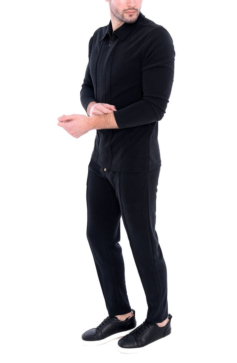 Dai Moda Men's Long Sleeve Zip Neck Knit Top, Alternate, color, Black