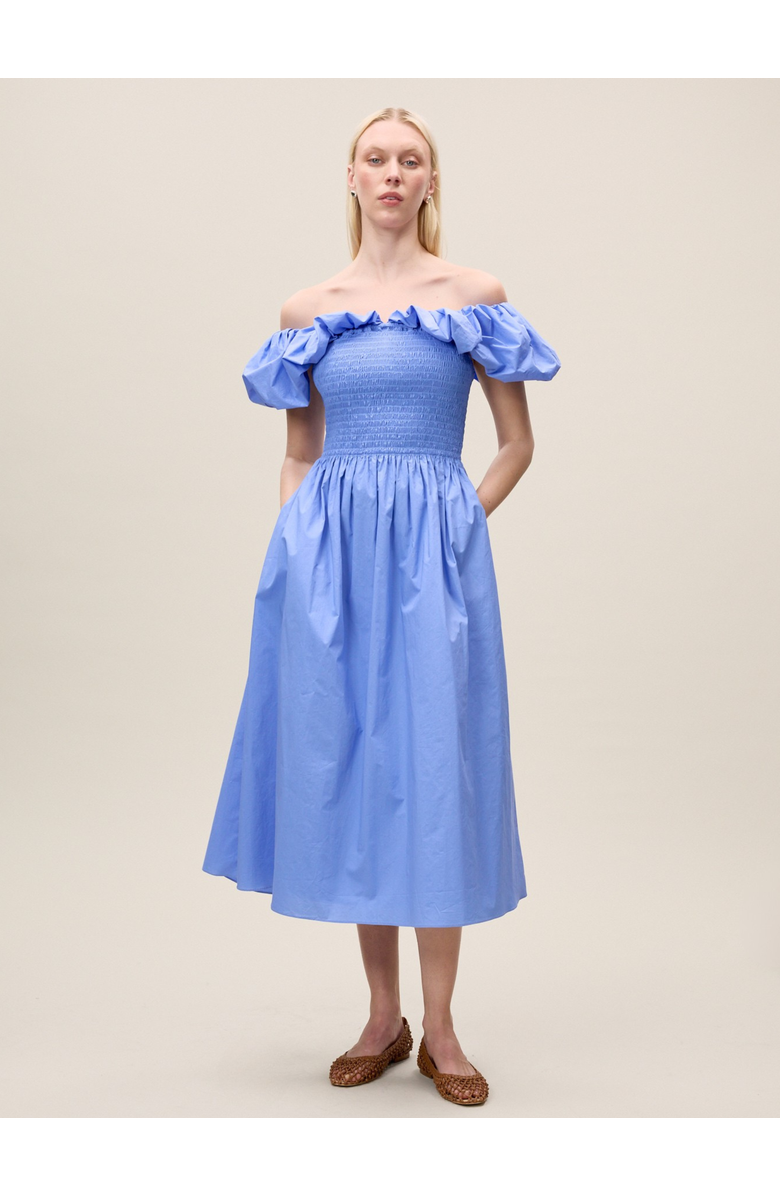 Rebecca Taylor Yara Poplin Midi Dress, Main, color, Bluebell