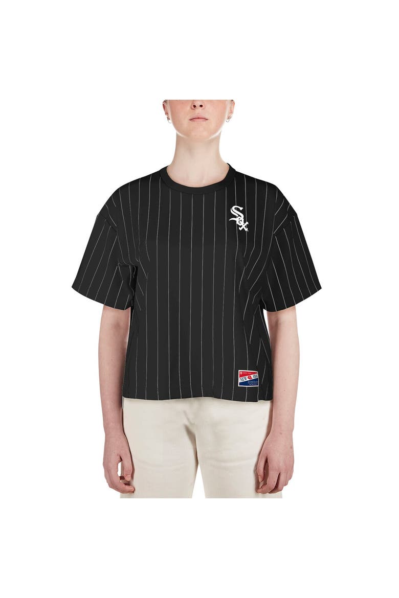 Women's New Era Black Chicago White Sox Boxy Pinstripe T-Shirt, Alternate, color, Black
