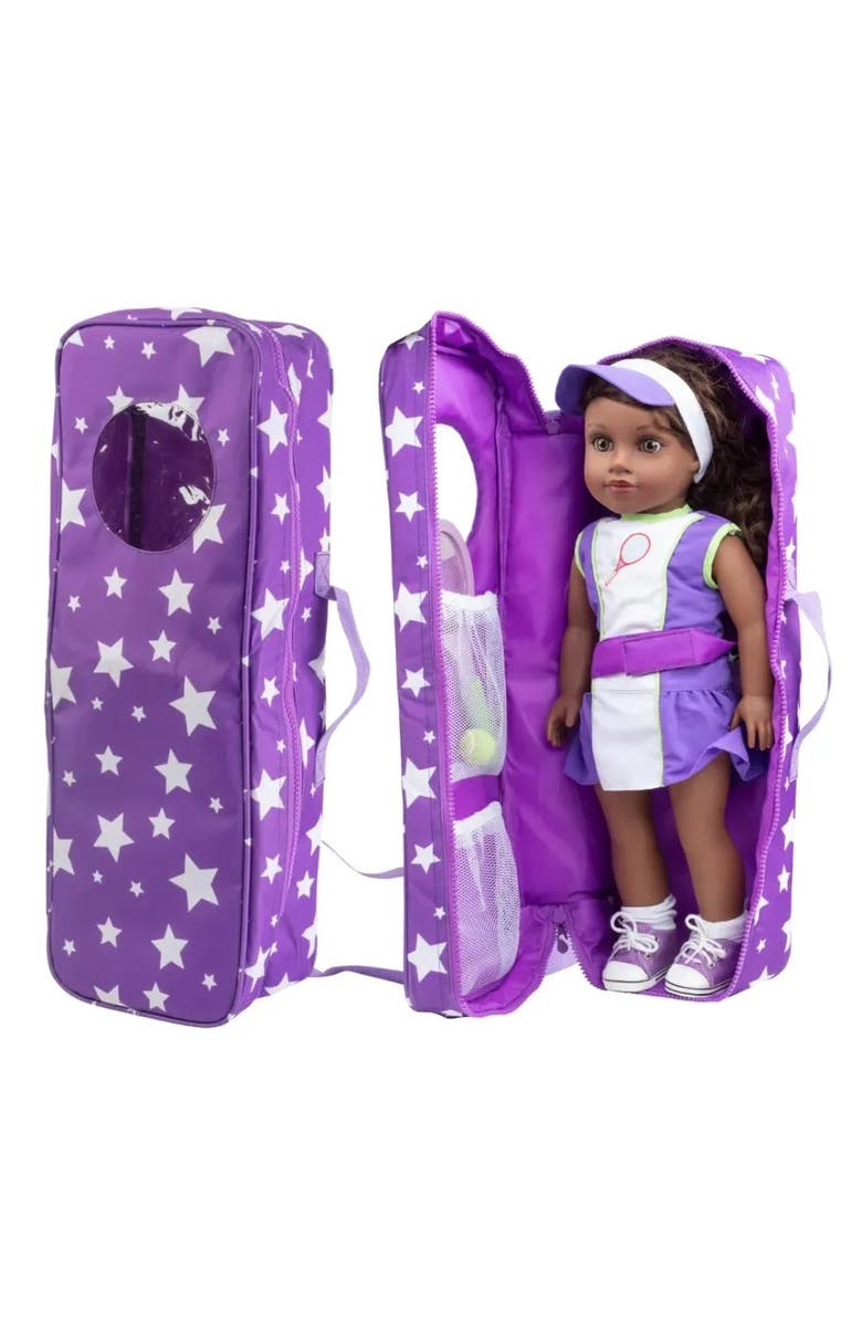 Dress Along Dolly Doll Storage Carrying Case - for Any 18" Doll - Organizer Storage Traveling Accessories Case Clear Window, Zipper, and Carrying Strap, Alternate, color, Pink