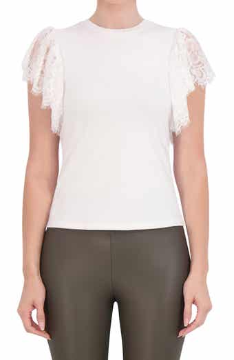 Ookie & Lala Crewneck Lace Sleeve Top