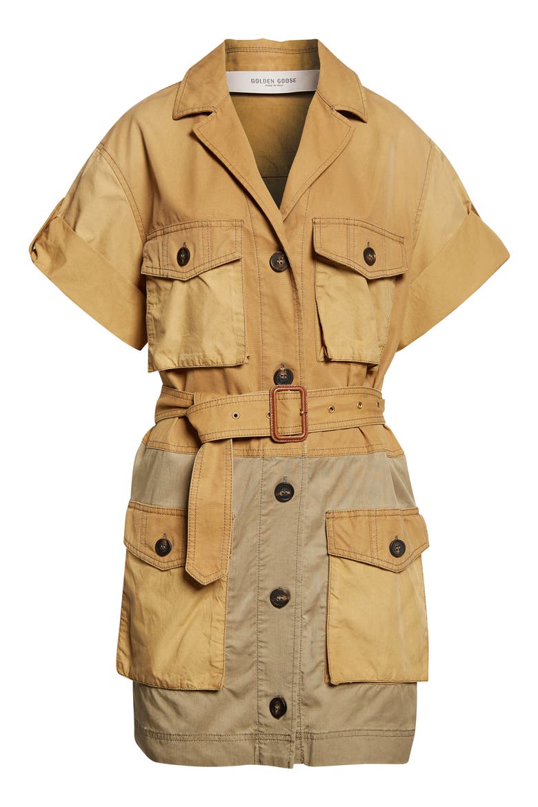 Journey Pamela Saharian Cotton Mini Shirtdress, Alternate, color, BISTRE/ GOTHIC OLIVE