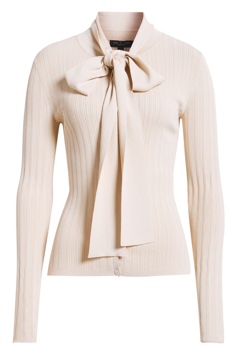 Gianna Tie Neck Rib Sweater, Alternate, color, BEIGE