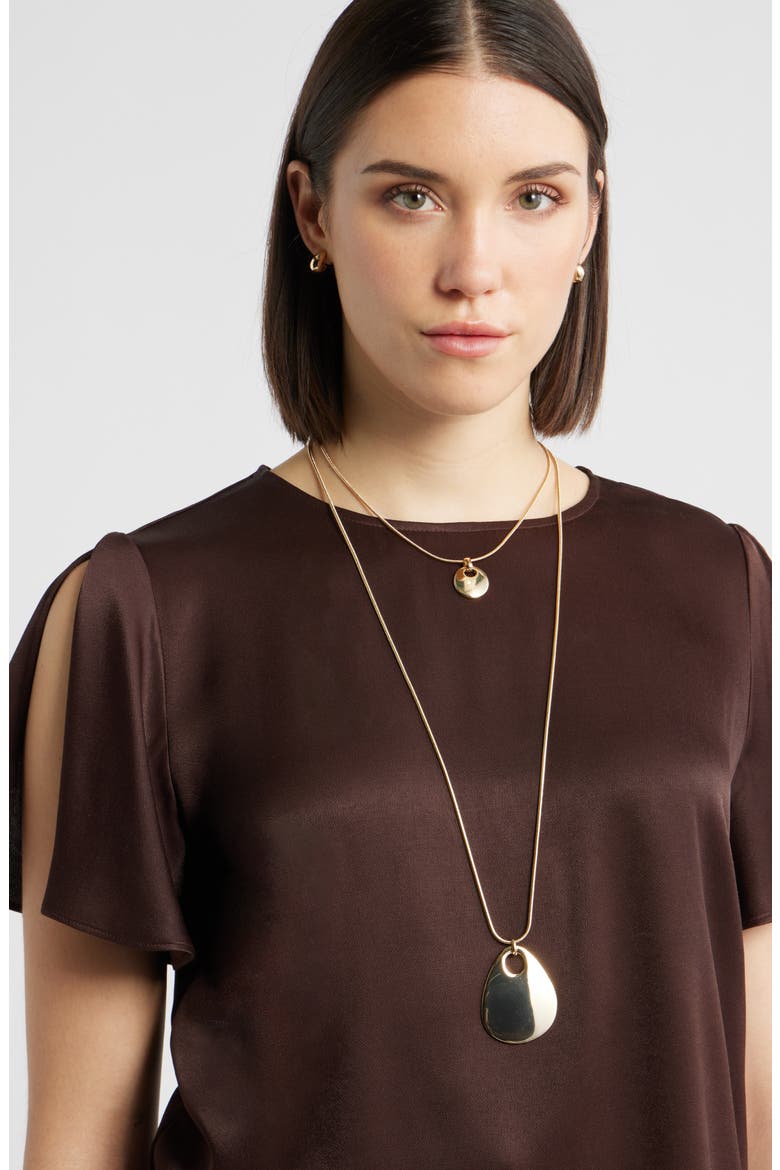 Layered Flat Pendant Necklace, Alternate, color, GOLD