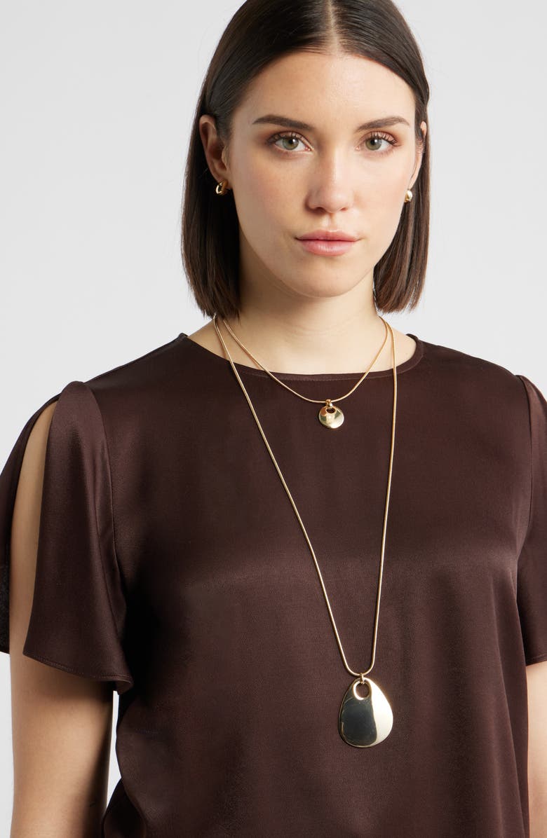 Nordstrom Layered Flat Pendant Necklace, Alternate, color, Gold