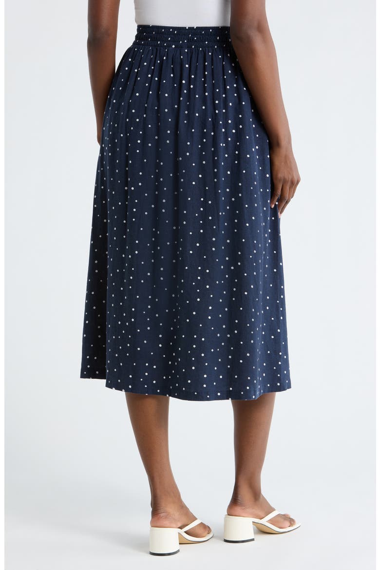 Linen Blend Pull-On Skirt, Alternate, color, NAVY STILL- WHITE CABANA DOT