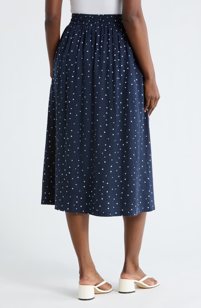 Caslon<sup>®</sup> Linen Blend Pull-On Skirt, Alternate, color, Navy Still- White Cabana Dot