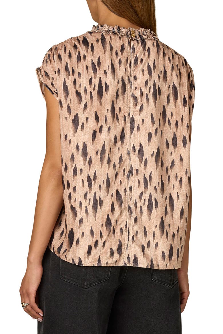 Ruffle Neck Dolman Top, Alternate, color, CARAMEL LATTE/ CHARCOAL MULTI