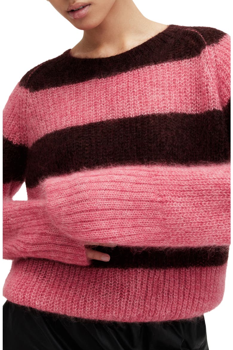 Lana Stripe Sweater, Alternate, color, POPPY PINK/RED