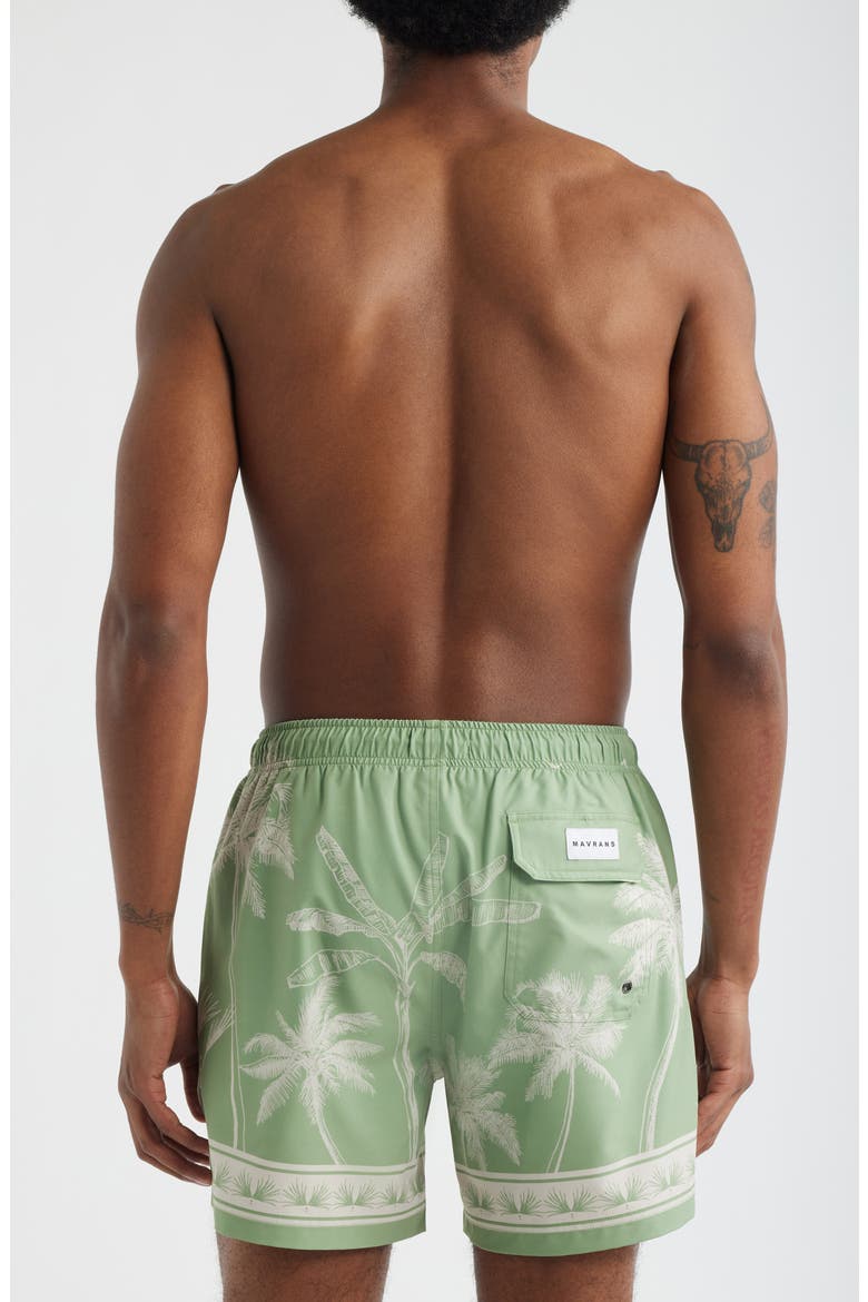 Tropical Palm Swim Trunks, Alternate, color, LIGHT GREEN
