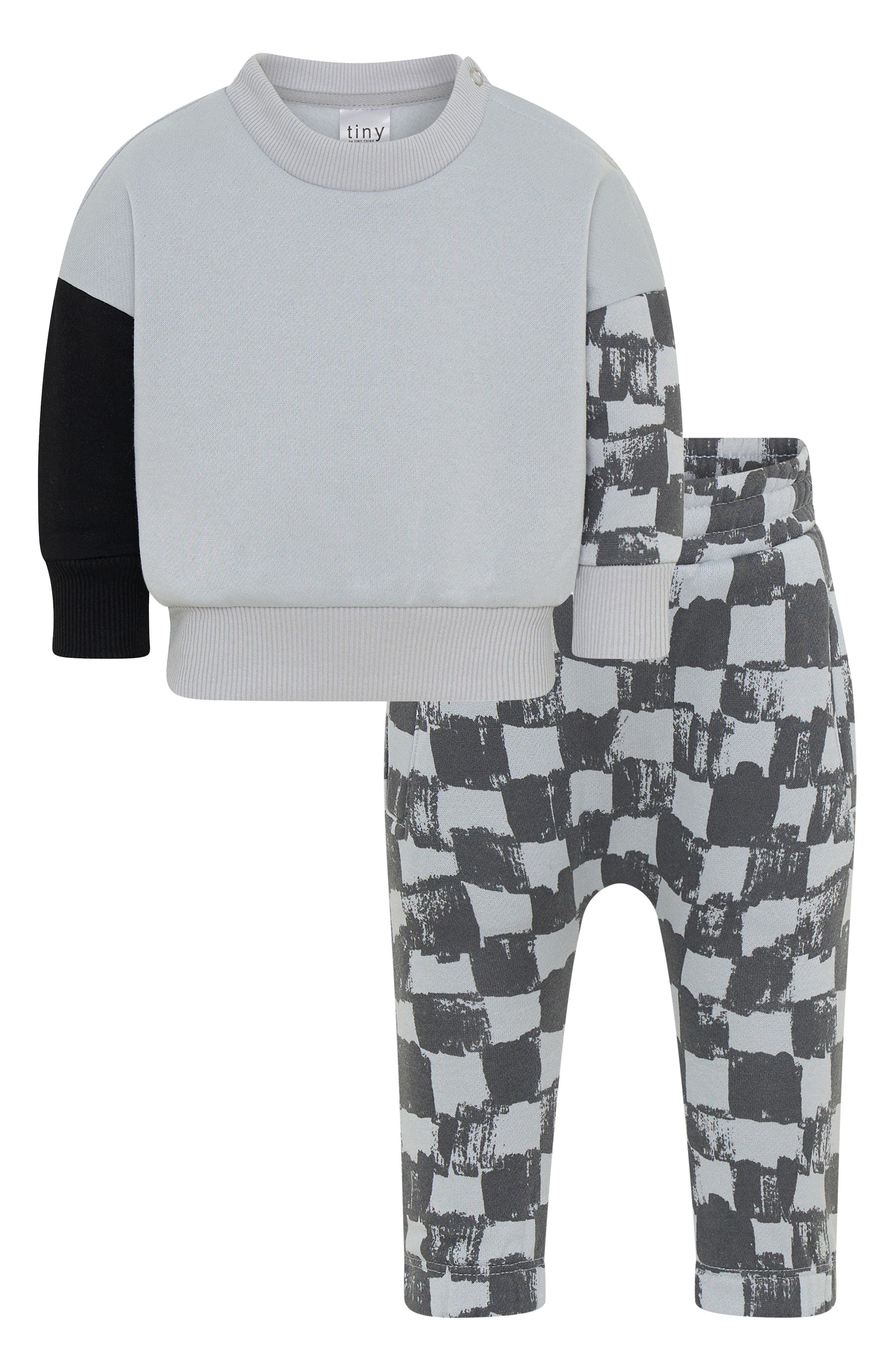 TINY by TINY TRIBE Check Sweatshirt & Pants Set