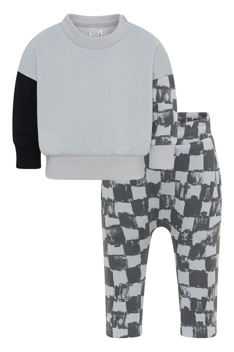 Check Sweatshirt & Pants Set, Main, color, GREY
