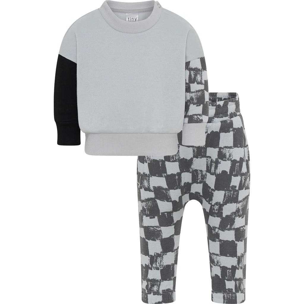Tiny By Tiny Tribe Check Sweater & Pants Set In Gray