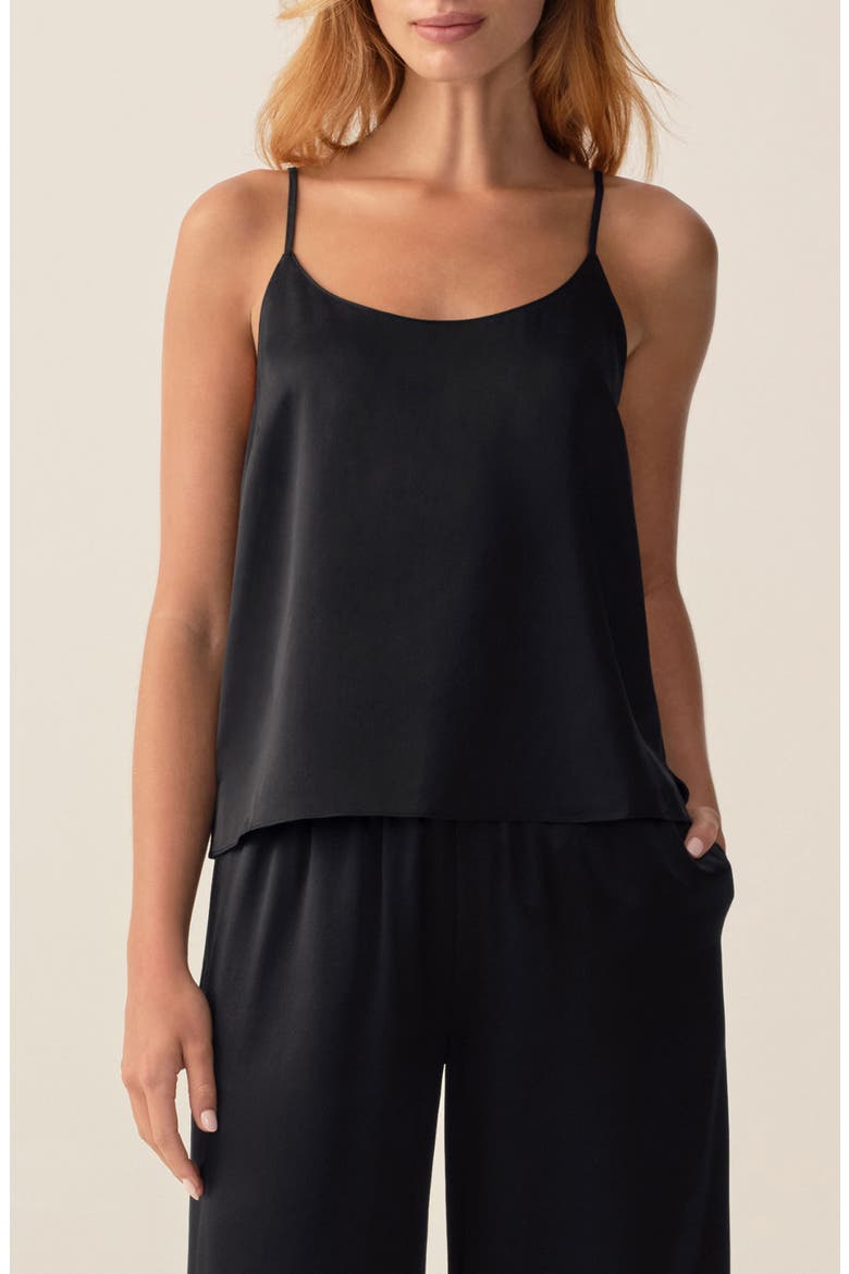 Silk Pajama Camisole, Main, color, BLACK