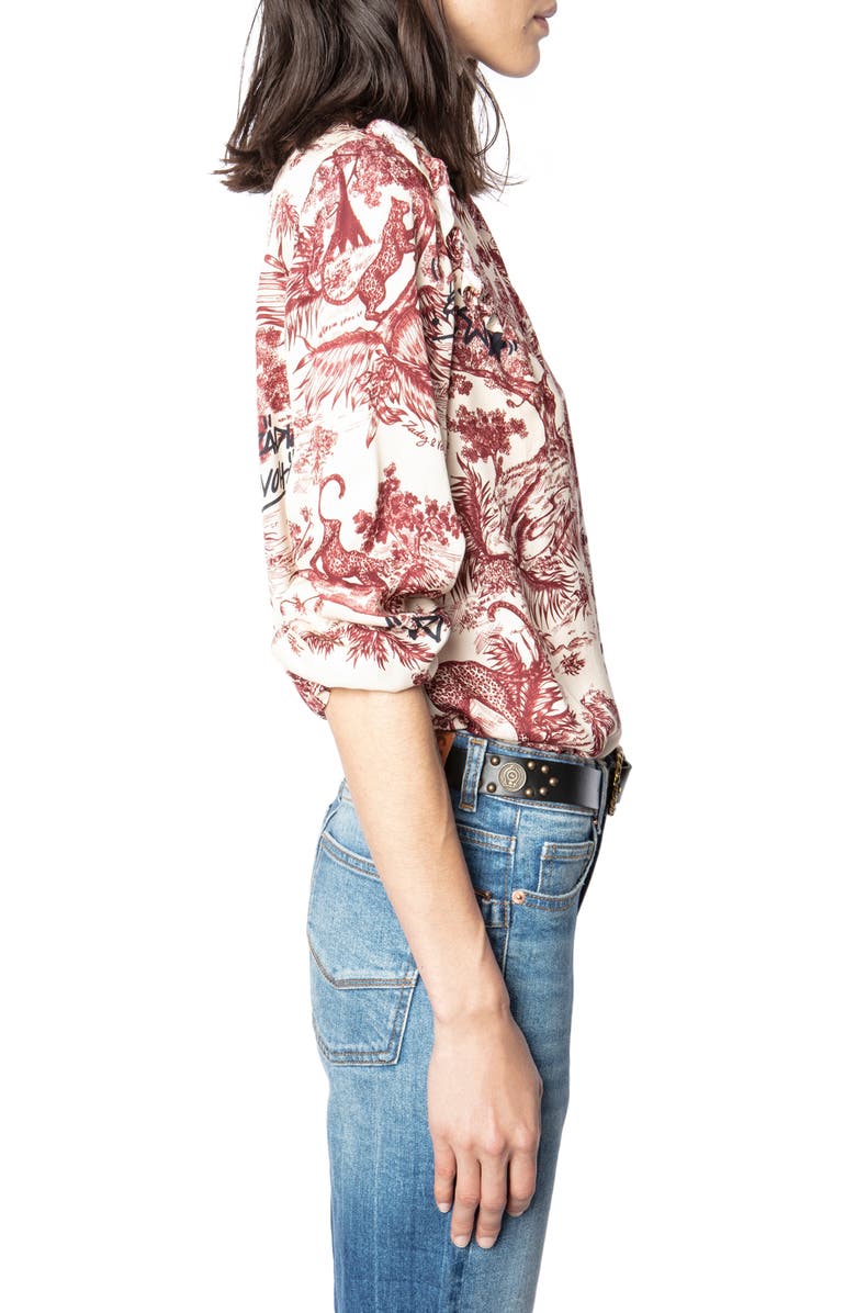 Zadig & Voltaire Tygg Juoy Satin Button-Up Shirt, Alternate, color, 