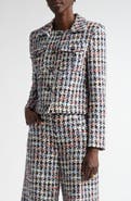 ST. JOHN Americana Houndstooth Eyelash Tweed Jacket