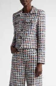 ST. JOHN Americana Houndstooth Eyelash Tweed Jacket