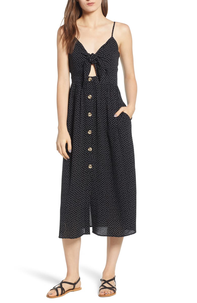 Mimi Chica Button Front Keyhole Dress, Main, color, 