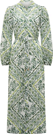 Penelope Printed Long Sleeve Maxi Shirtdress