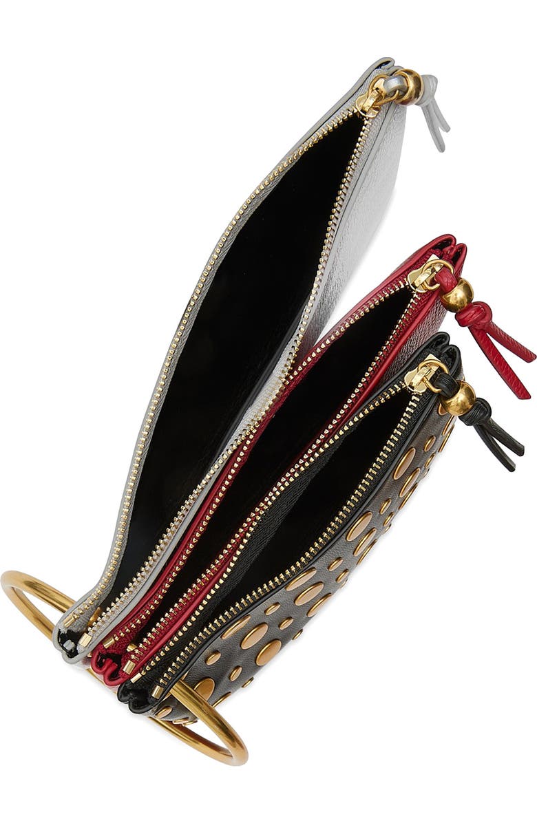 Rebecca Minkoff Triple Pouch Key Ring, Alternate, color, Black/ Siren/ Silver