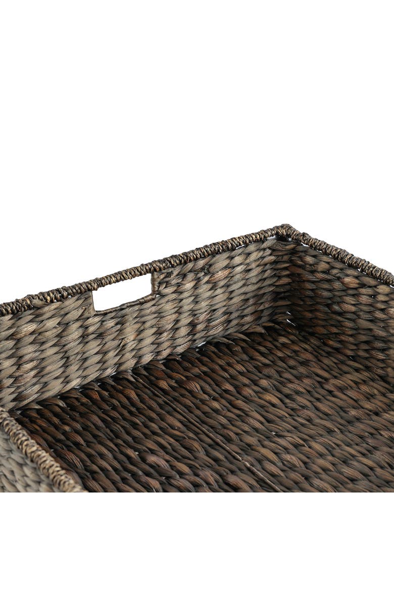 Holden 30" Classic Costal Hand-Woven Hyacinth Wicker Under Bed Storage Basket with Lid, Alternate, color, Black