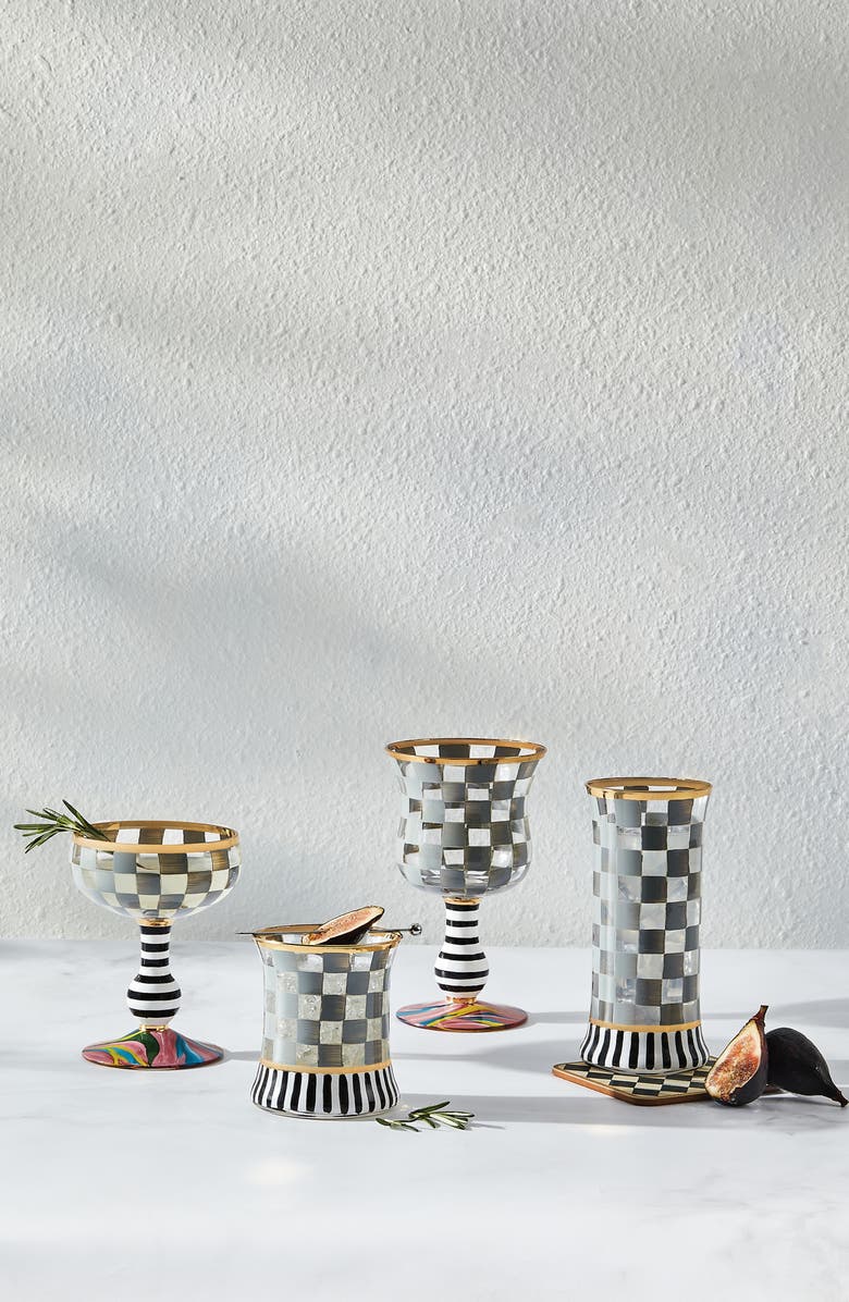 MACKENZIE CHILDS Set of 2 Carnival Sterling Check Tumblers, Alternate, color, 
