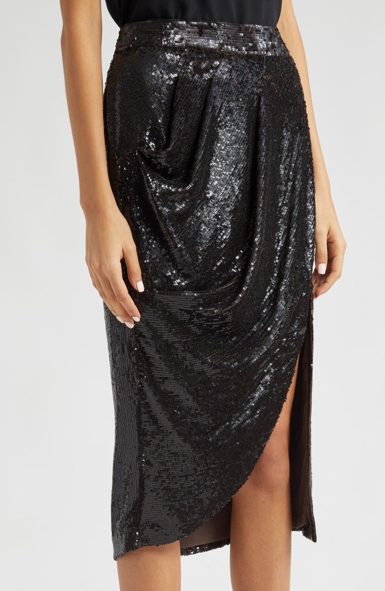 TWP Lover Sequin Vent Skirt, Alternate, color, Espresso
