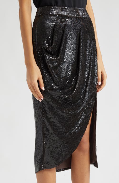 Twp Lover Sequin Vent Skirt In Black