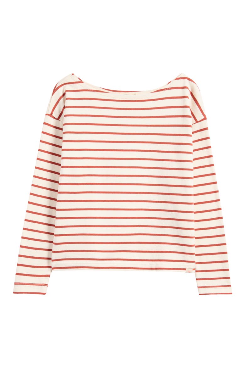 Stripe Organic Cotton Boatneck Top, Alternate, color, ATLANTIC CLAY STRIPE