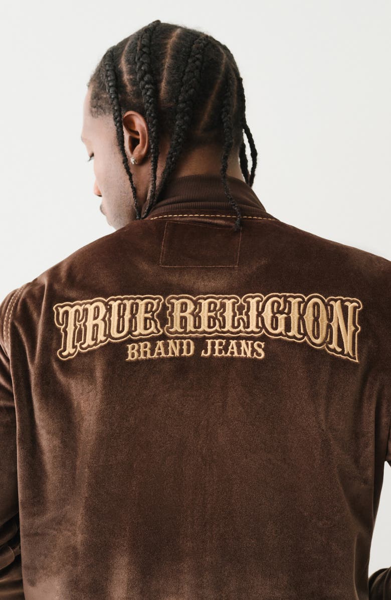 True Religion Big T Mock Neck Zip Bomber Jacket, Alternate, color, Bracken