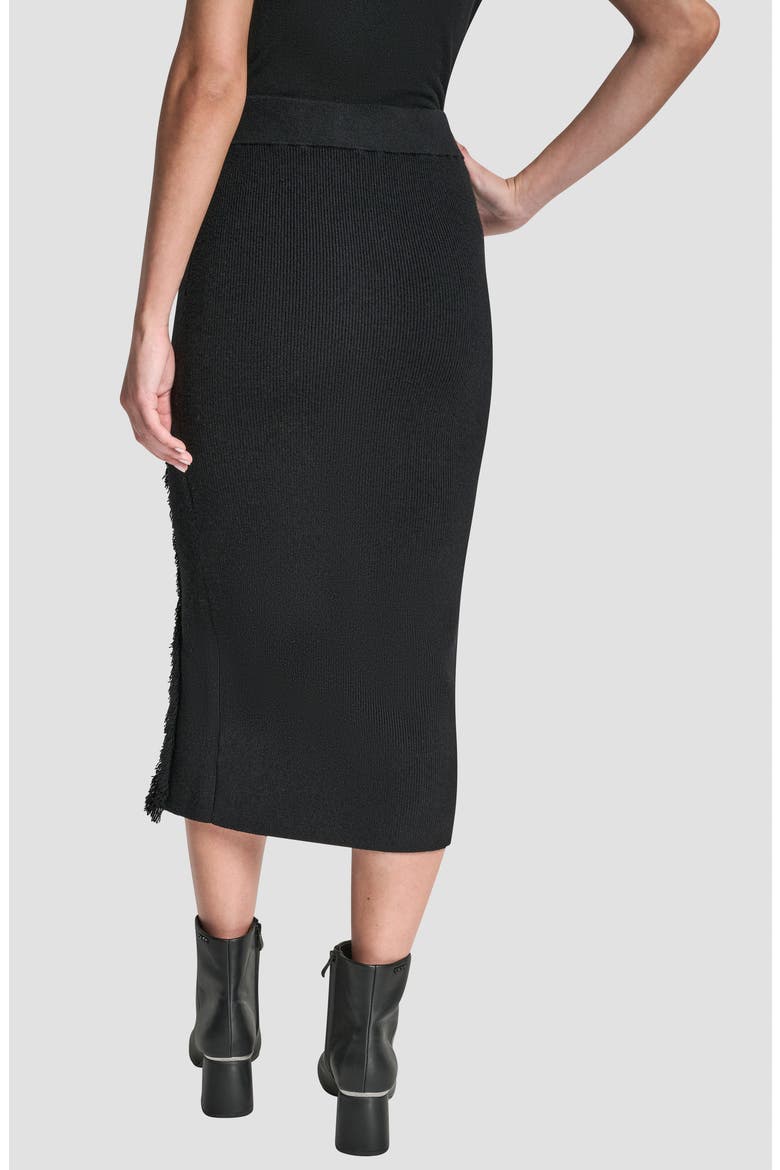 Fringe Detail Sweater Skirt, Alternate, color, BLACK