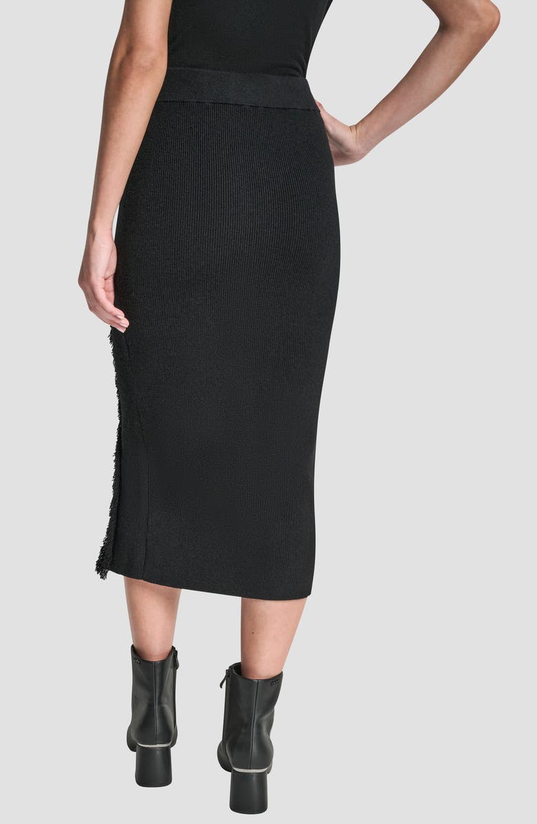 DKNY Fringe Detail Sweater Skirt, Alternate, color, Black