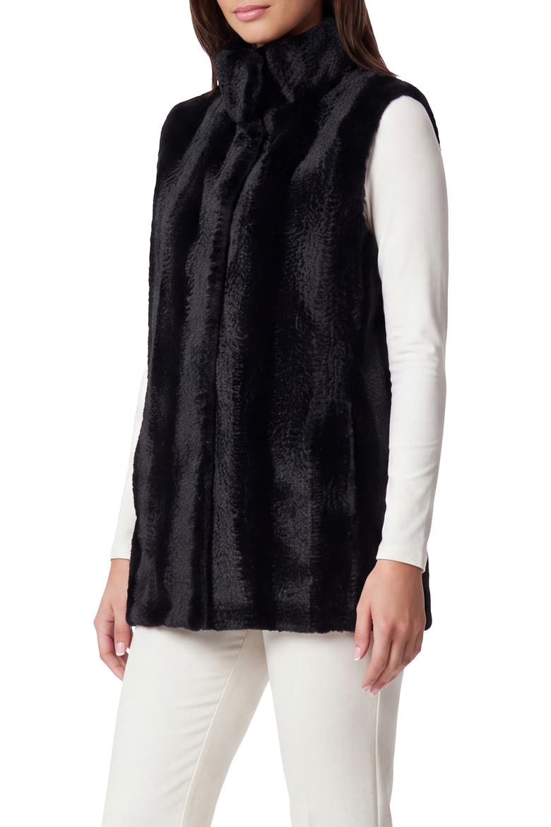 Fur-Free Mink (Faux Fur) Reversible Vest, Alternate, color, BLACK/BLACK