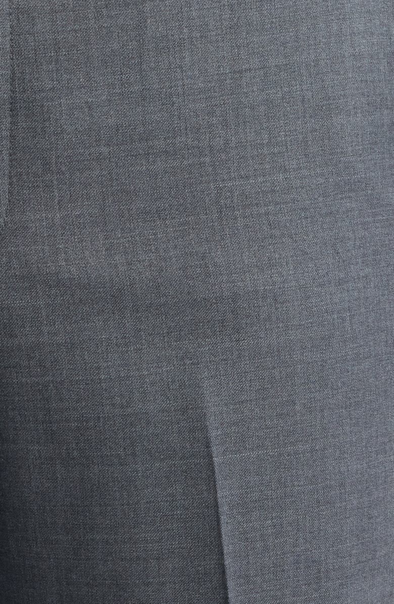 Berle Flat Front Grey Super 120s Wool Dress Pants, Alternate, color, Medium Grey
