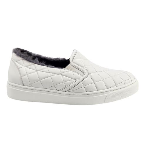 Quilted Leather Shearling Slip on Sneaker