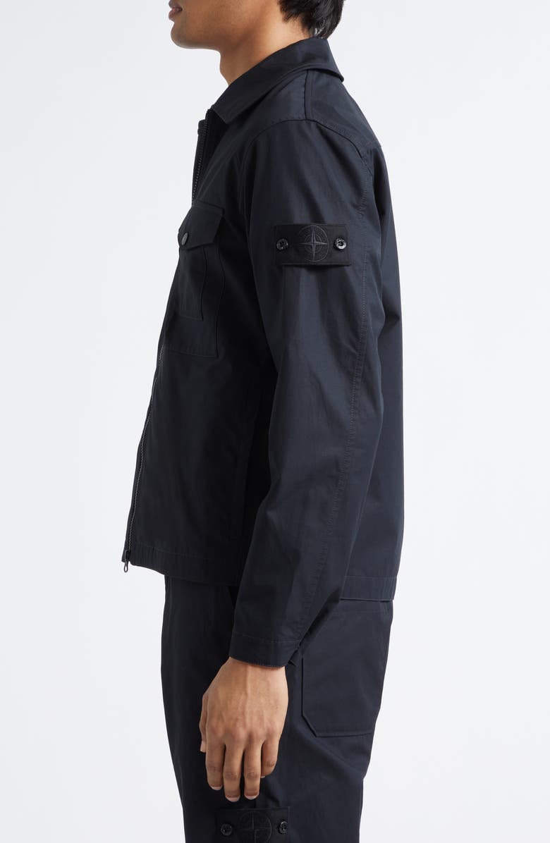 Stone Island Cotton Canvas Zip Jacket, Alternate, color, Black
