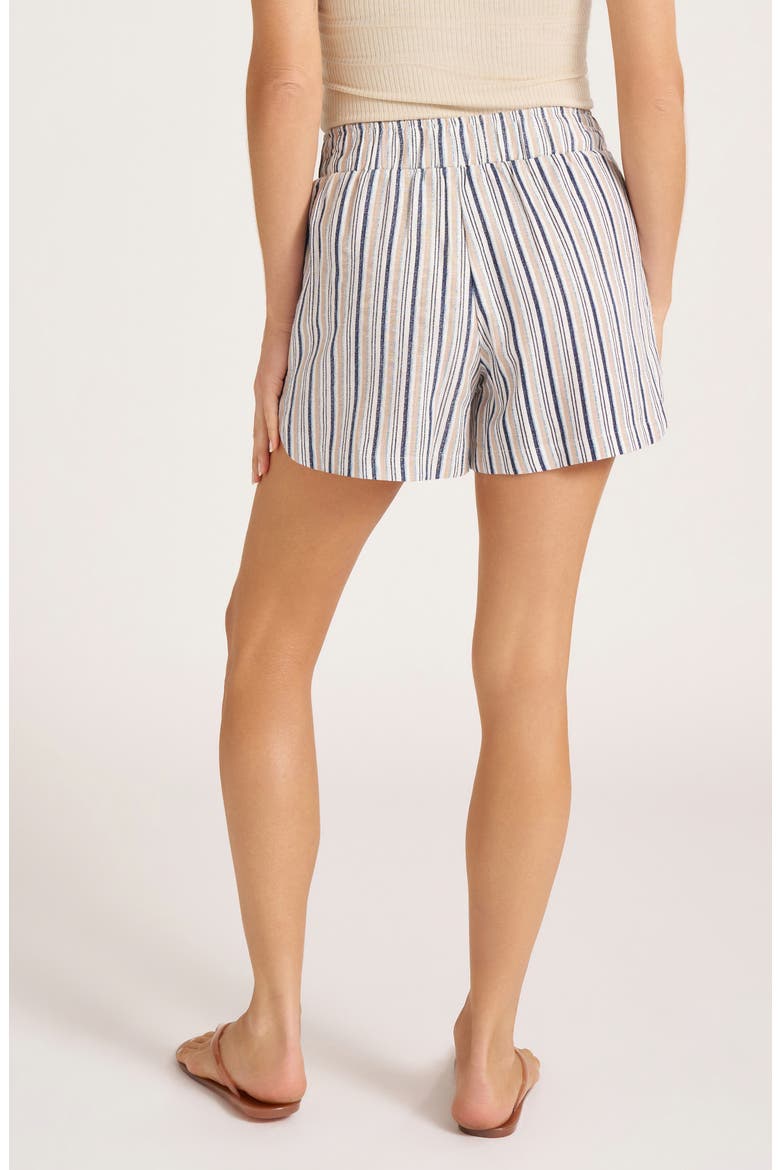 Mixed Stripe Pull-On Shorts, Alternate, color, DENIM