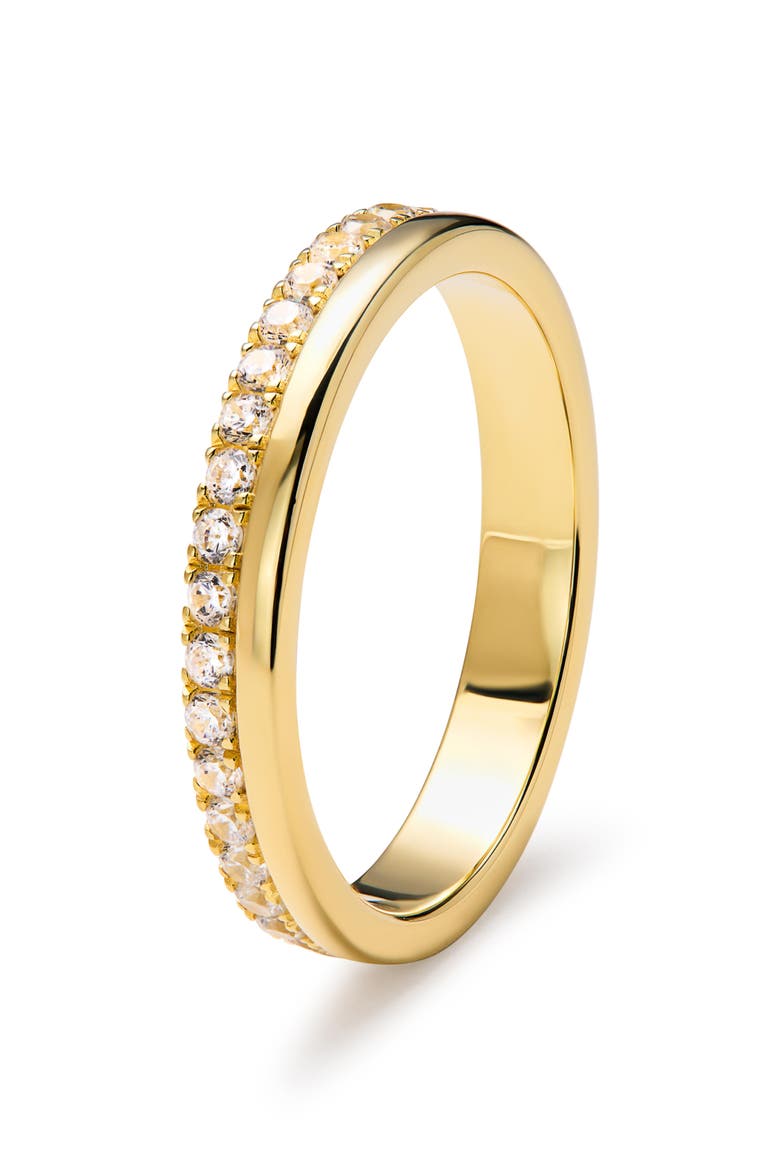 Celine Cubic Zirconia Double Band Stackable Ring, Alternate, color, YELLOW GOLD/ CLEAR