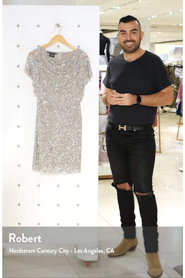 Cowl Neck Sequin Cocktail Dress video